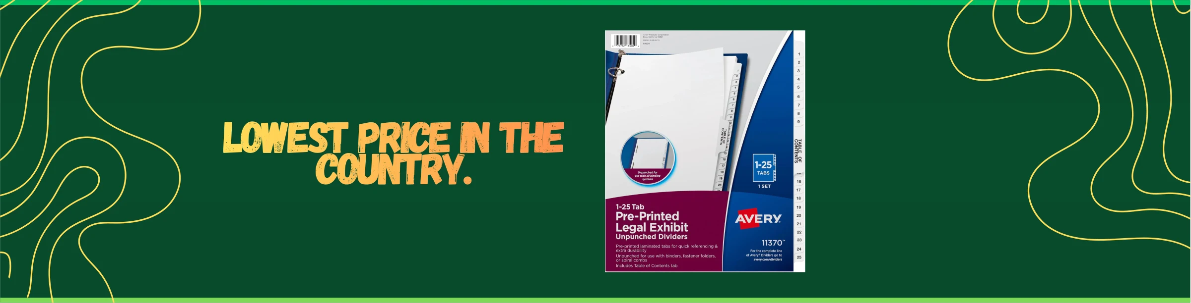 Avery pre-printed legal exhibit dividers